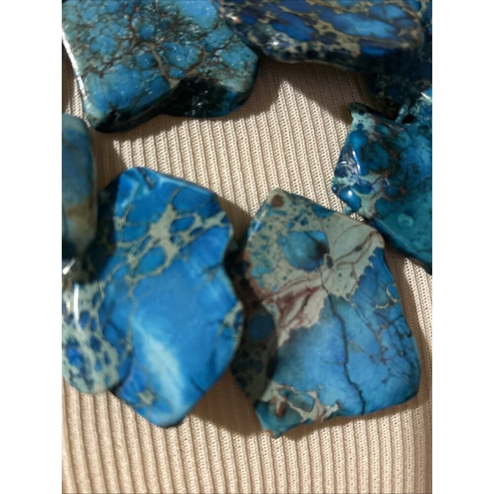 LUC Lucas Lameth Chunky Blue Jasper Necklace .925 Sterling Silver Heavy Boho - Picture 13 of 16